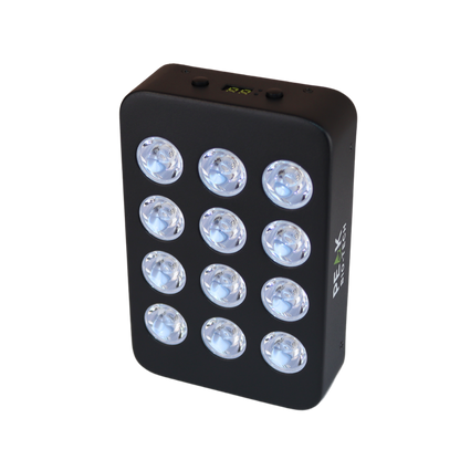 Top view of the Peak Bio-Tech Peak Mini 60W handheld clinical-grade red light therapy panel with NIR and IR LEDs, for budget-friendly, targeted treatments.
