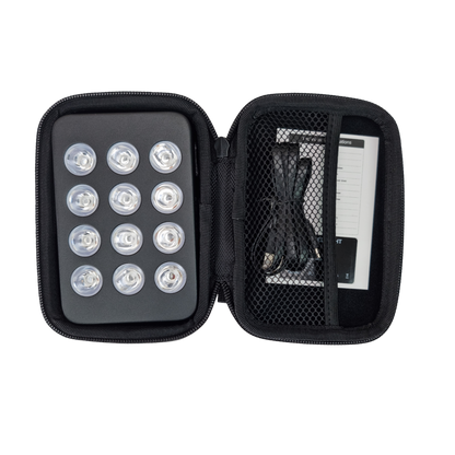 Peak Bio-Tech Peak Mini 60W portable clinical-grade red light therapy panel in its travel case, showcasing convenience for on-the-go treatments