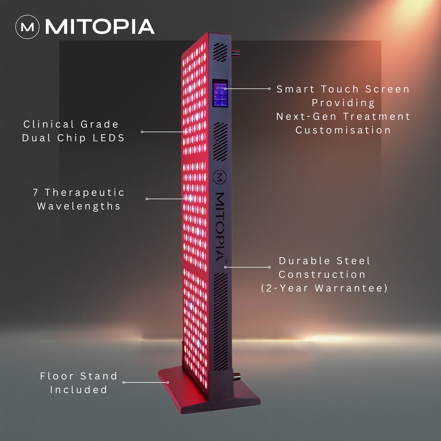 Mitopia Radiance Pro 1500W Advanced Red Light Therapy Panel with IR, NIR