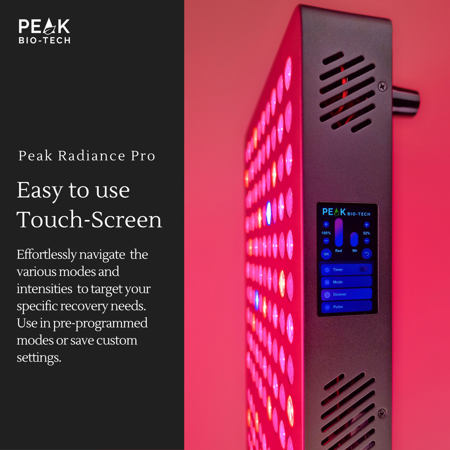Mitopia Radiance Pro 1500W Advanced Red Light Therapy Panel with IR, NIR